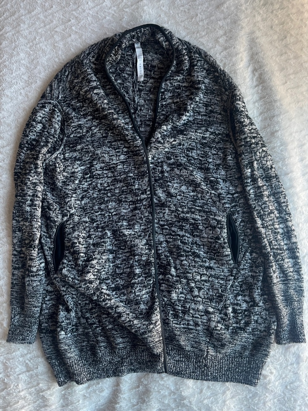 lululemon athletica Black & White Marled snap long oversized Cardigan